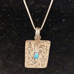 Chaco Canyon Sleeping Beauty Turquoise Ace of Spades Pendant/Necklace